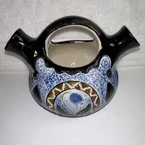 VTG Antique Amphora Blue Flowers Wedding Vase